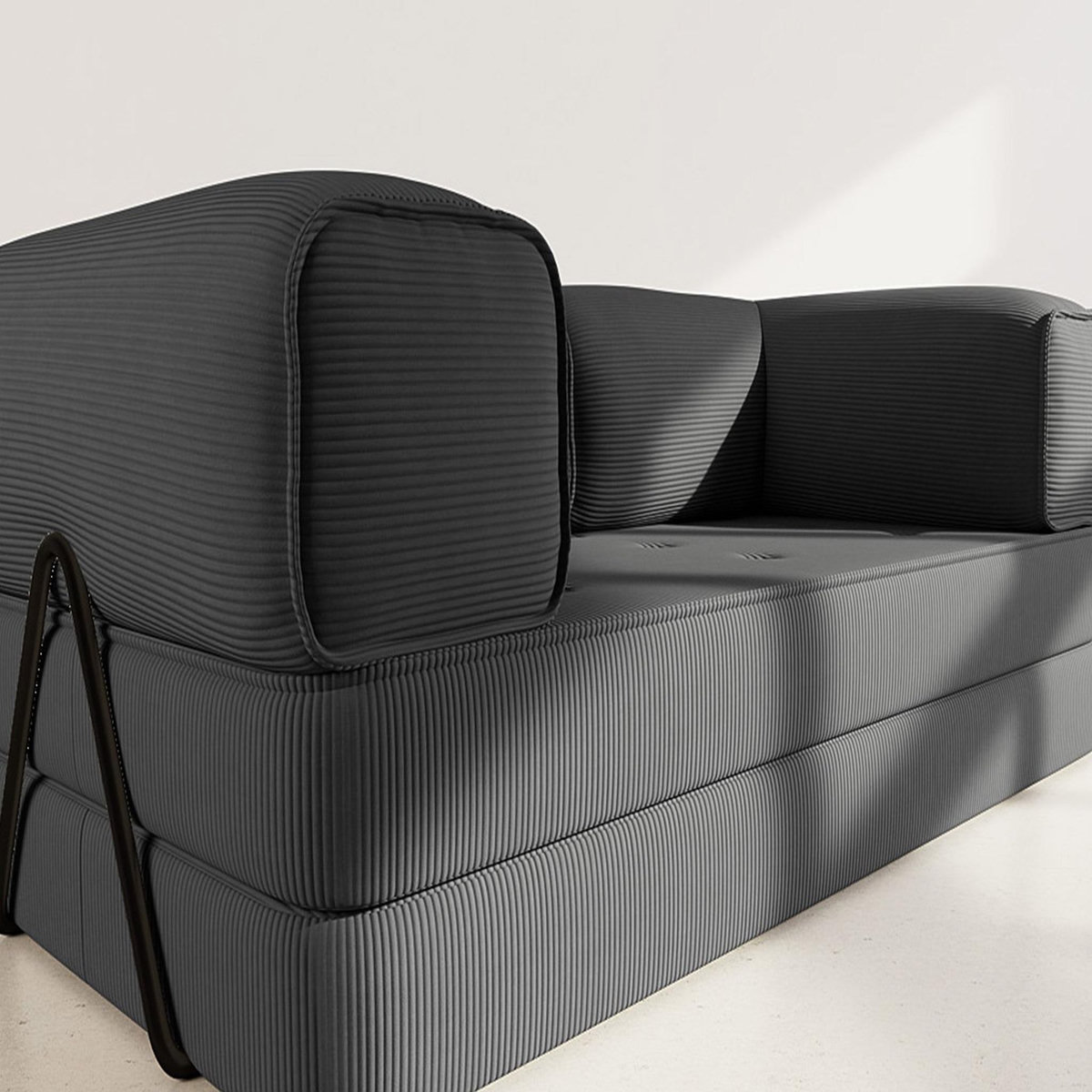 LISA DESIGN Poppy - canapé 3 places convertible en velours côtelé
