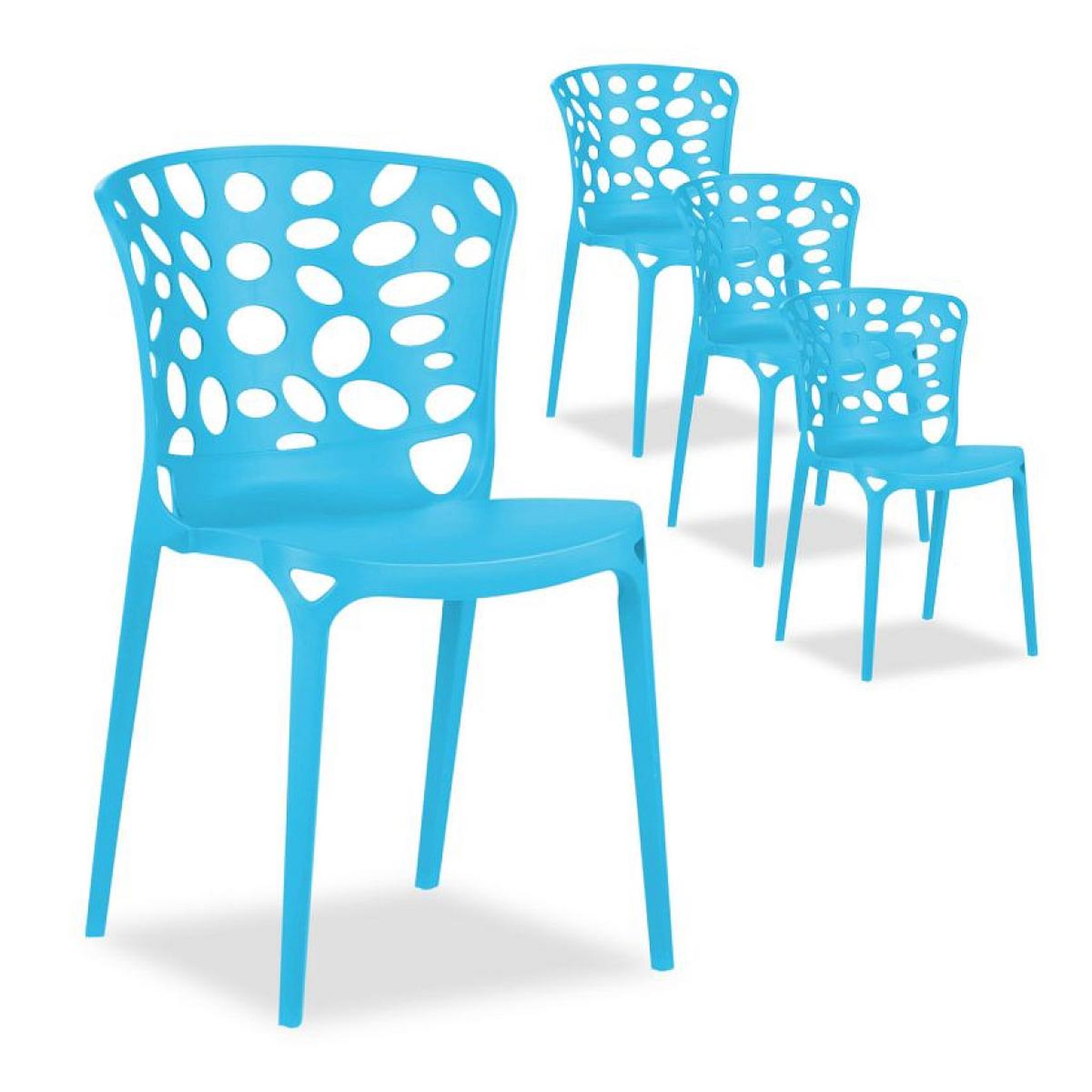HomeStyle4U Chaise de jardin lot 4 chaises bleues