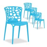 HomeStyle4U Chaise de jardin lot 4 chaises bleues