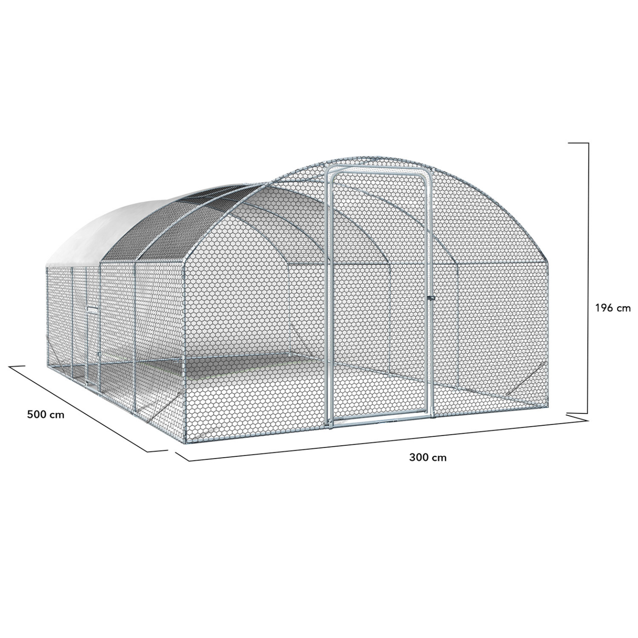 Voir la diapositive 4 : ID MARKET Enclos poulailler dôme 15 m² parc grillagé 3x5 m avec porte latérale