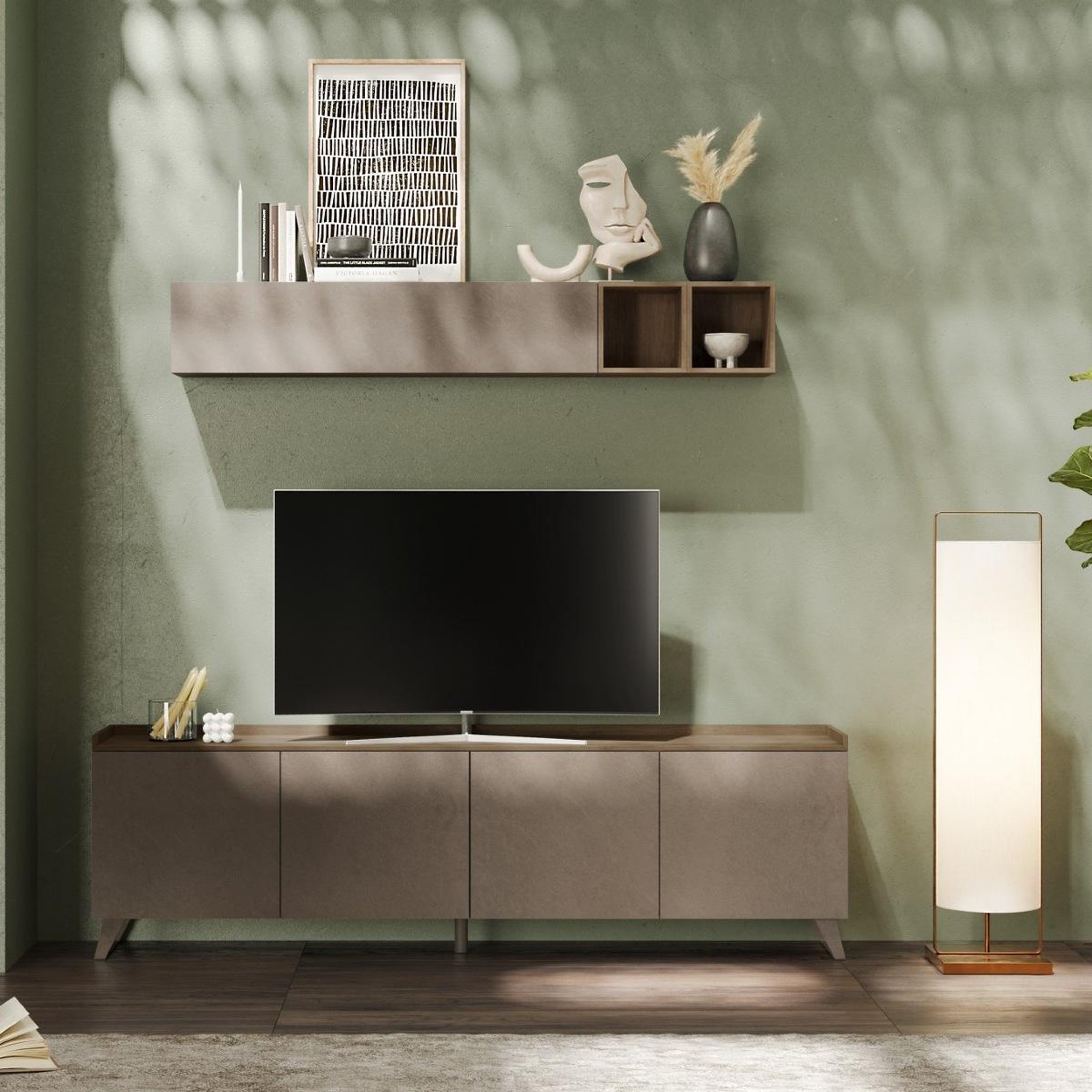 Voir la diapositive 2 : JLC KREATION Meuble tv contemporain 240cm 4 portes radost