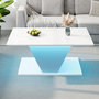 Voir la diapositive 2 : MERAX Table basse rectangulaire blanc - 50x100 cm led panneau de particules