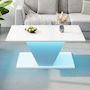 Voir la diapositive 2 : MERAX Table basse rectangulaire blanc - 50x100 cm led panneau de particules