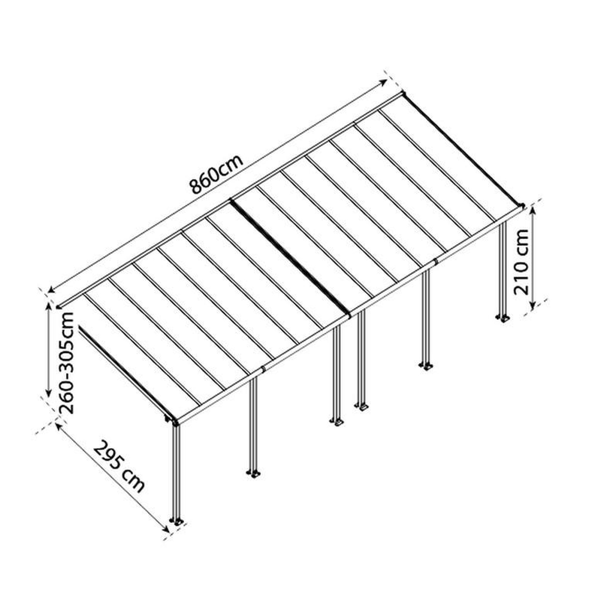Voir la diapositive 2 : Palram Pergola 25.4m² blanc - 704357