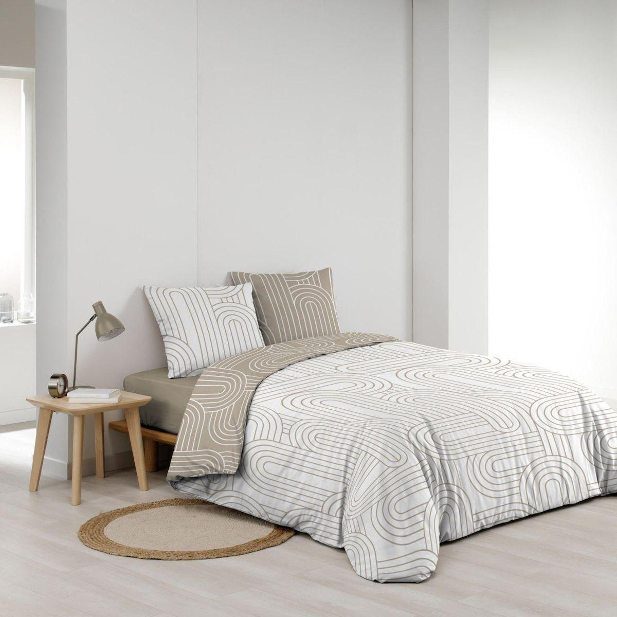 Paris Prix Parure de Lit Réversible 3 Pièces  Modul  240x220cm Naturel
