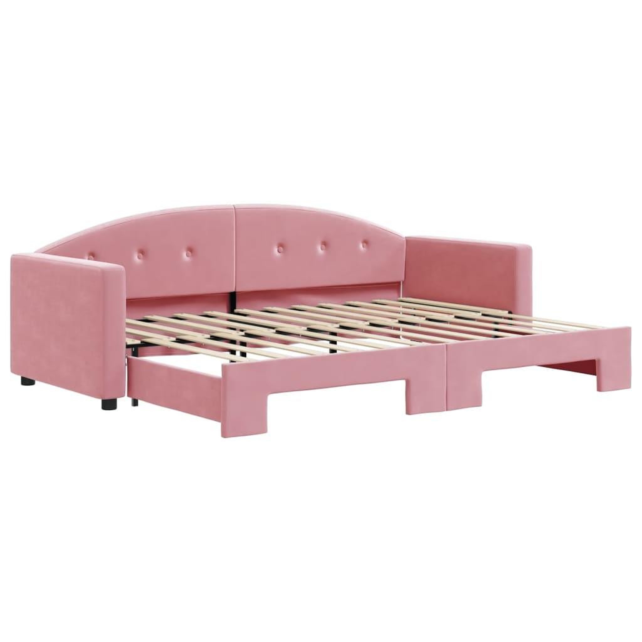Voir la diapositive 2 : VIDAXL Lit de jour avec gigogne sans matelas rose 80x200 cm