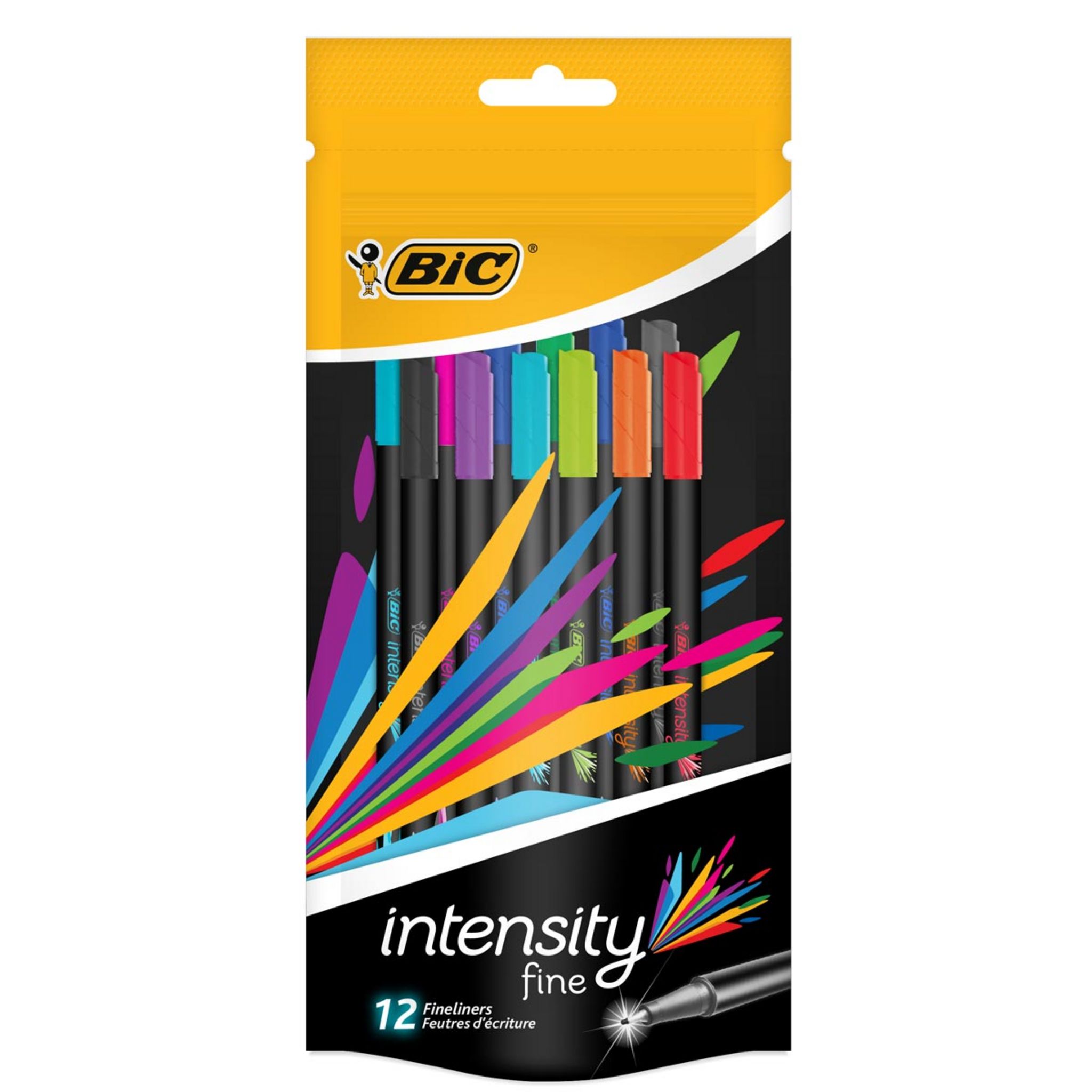 BIC Stylos feutres pointe fine couleurs assorties INTENSITY (lot de 12 ...