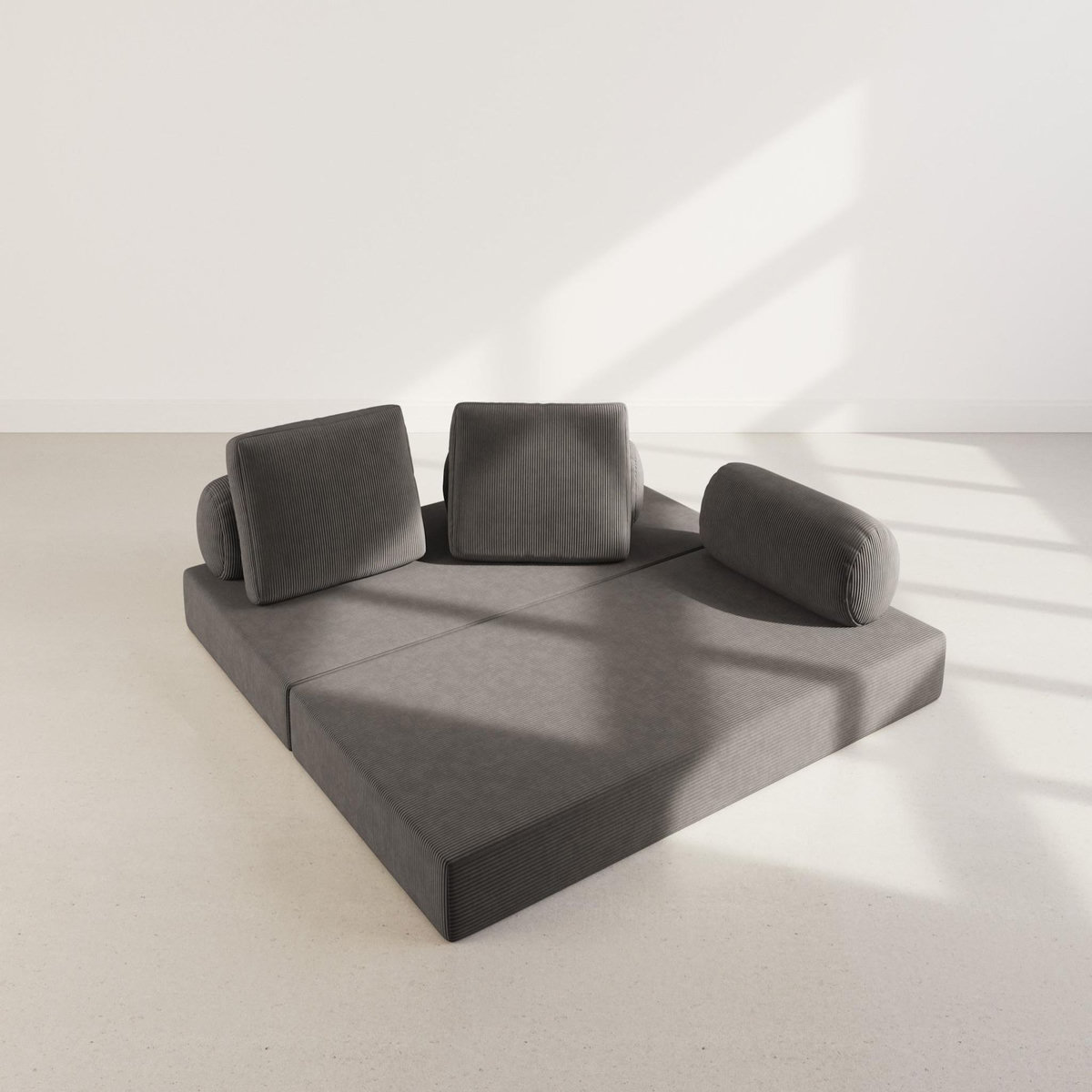 LISA DESIGN Lonny - canapé 3 places convertible en velours côtelé