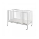TISSI Lit bébé à barreaux pliable 60x120 cm en hêtre massif blanc