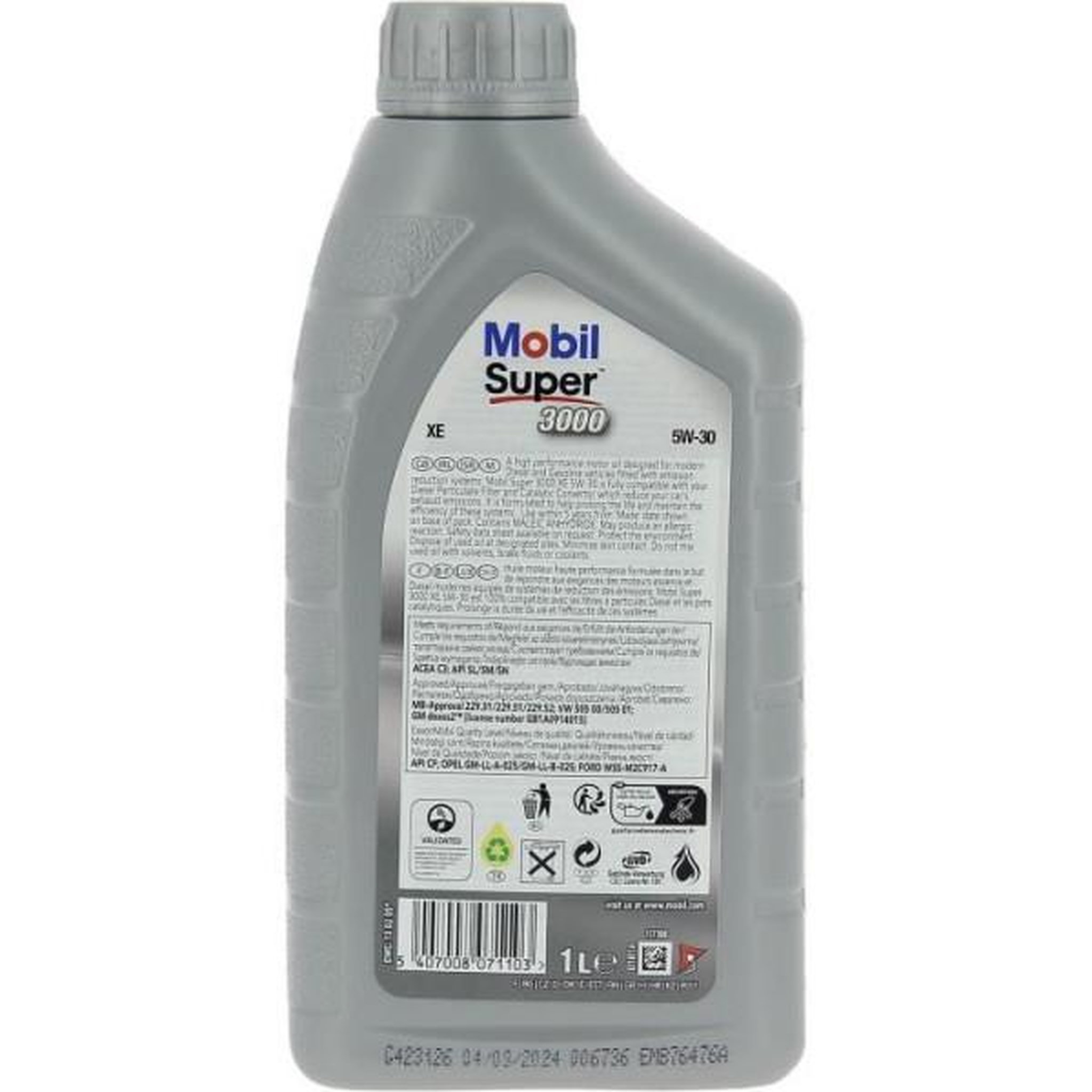 Voir la diapositive 3 : MOBIL Bidon huile de moteur - MOBIL - S3000 5W30 XE - 1 L - 4 saisons