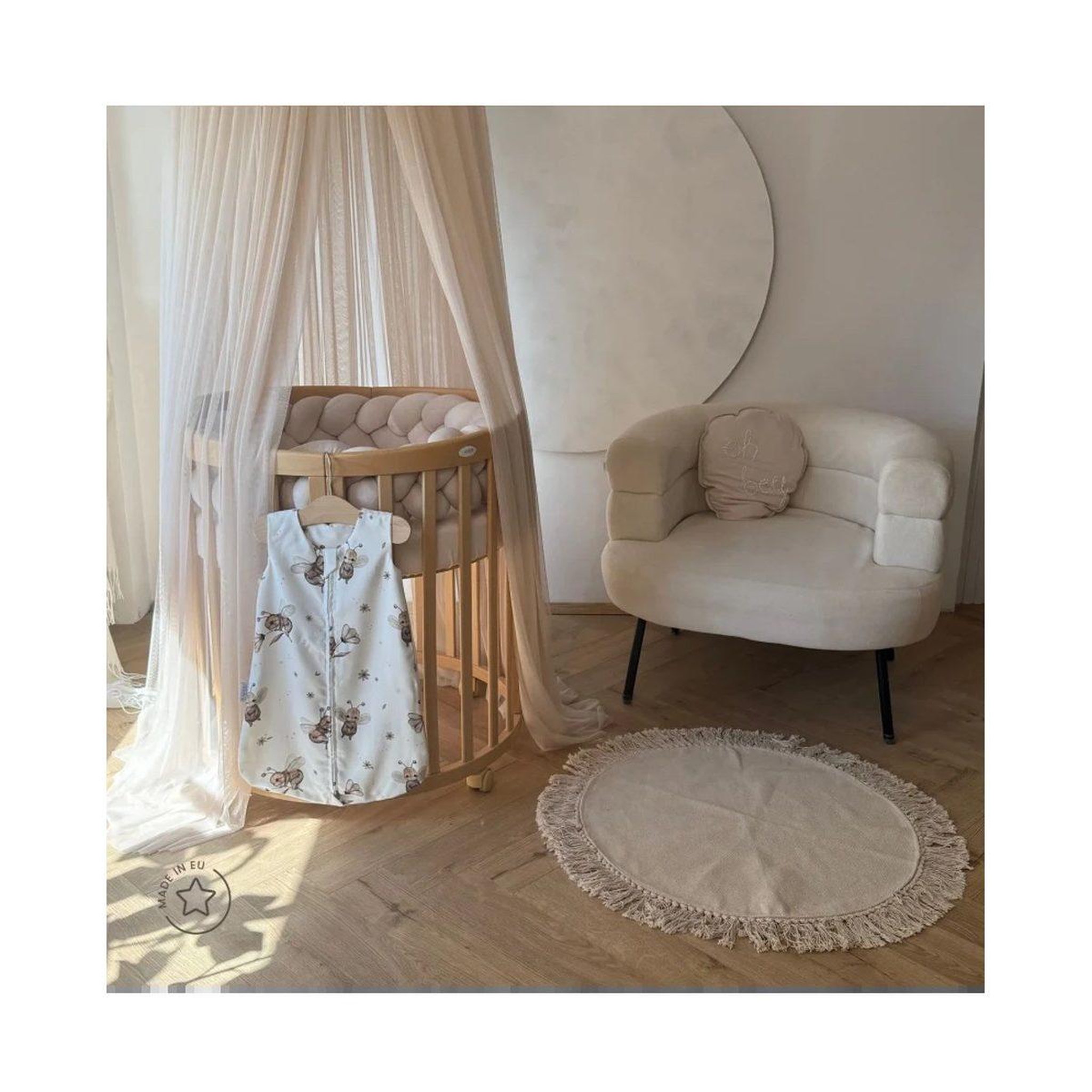 Voir la diapositive 4 : WALDIN Ciel de lit en tulle à fixer au plafond - beige