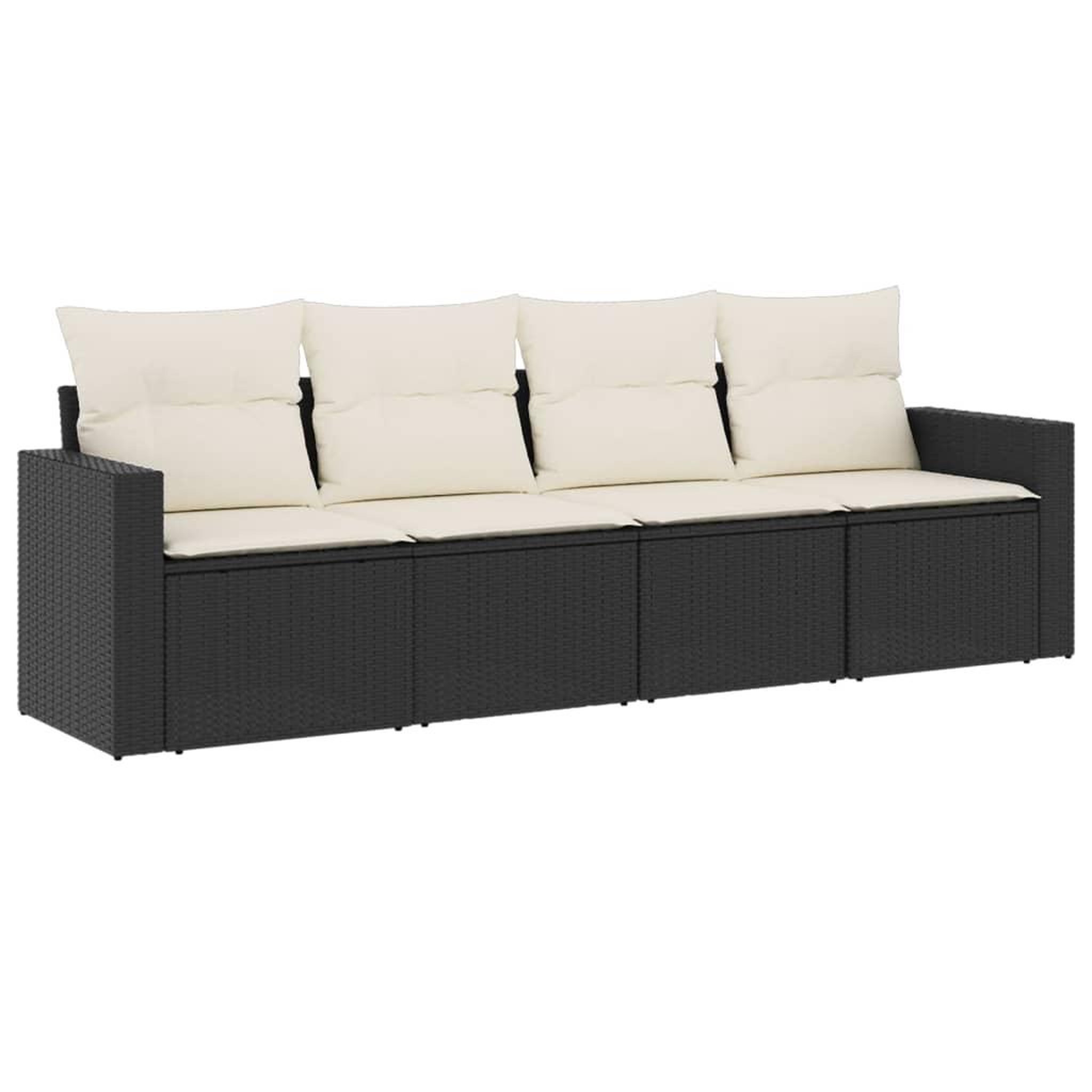 Voir la diapositive 2 : VIDAXL Salon de jardin 4 pcs avec coussins noir resine tressee