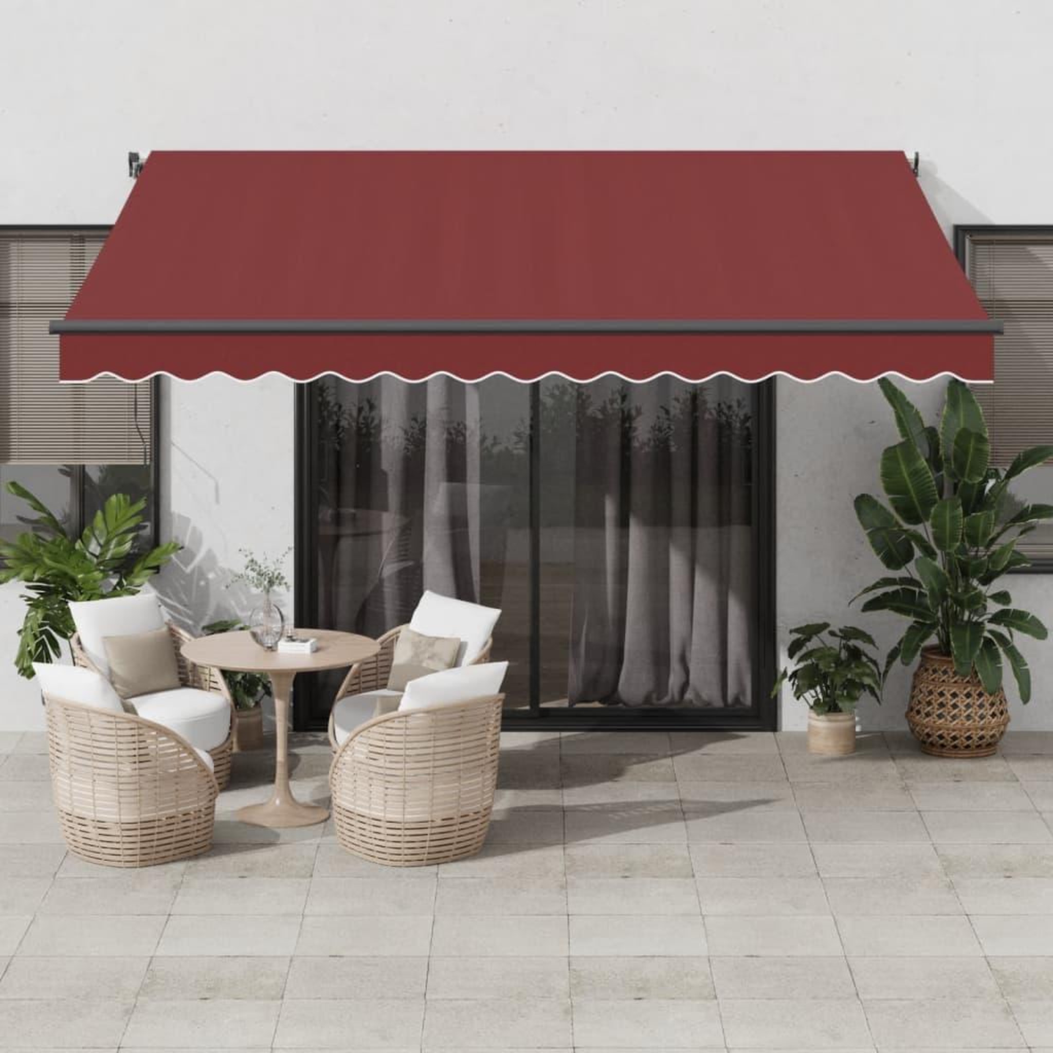 VIDAXL Auvent manuel retractable avec LED bordeaux 400x350 cm