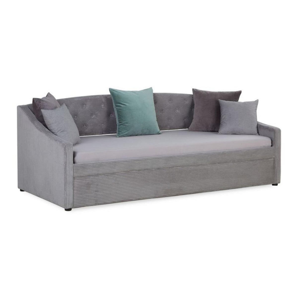 HomeStyle4U Canapé lit Côtelé gris 2 Places 90x200