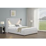 Habitat et Jardin Lit double en velours côtelé avec coffre et lampe intégré  Cortina  - 160 x 200 cm - Beige