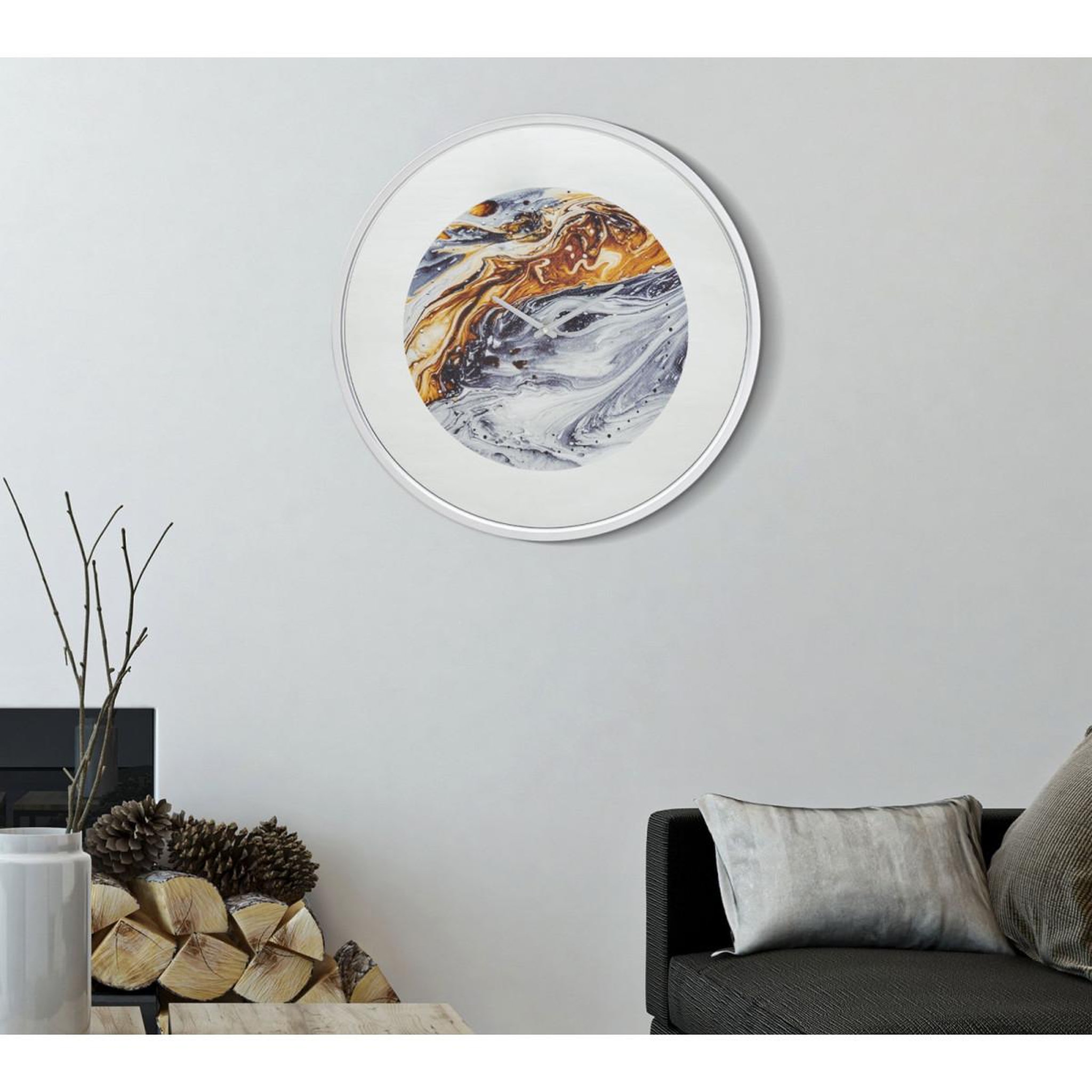 Voir la diapositive 5 : Paris Prix Horloge murale en verre  miroir grey  60cm multicolore