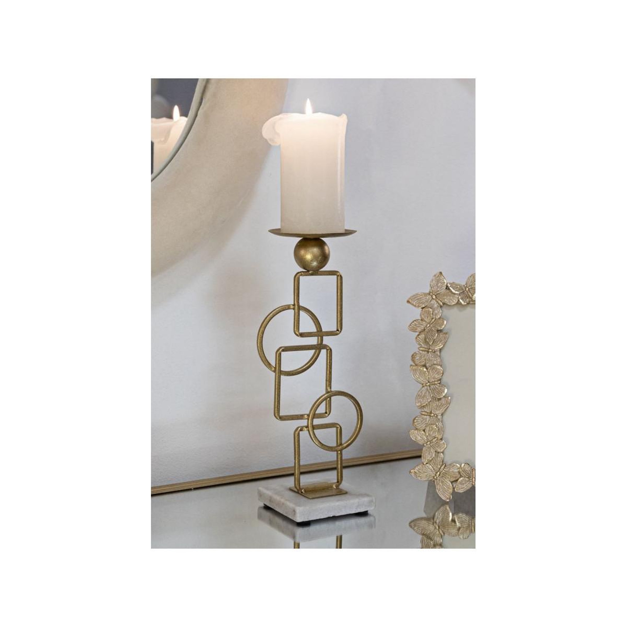Voir la diapositive 5 : Paris Prix Bougeoir design en métal  marie  31cm or