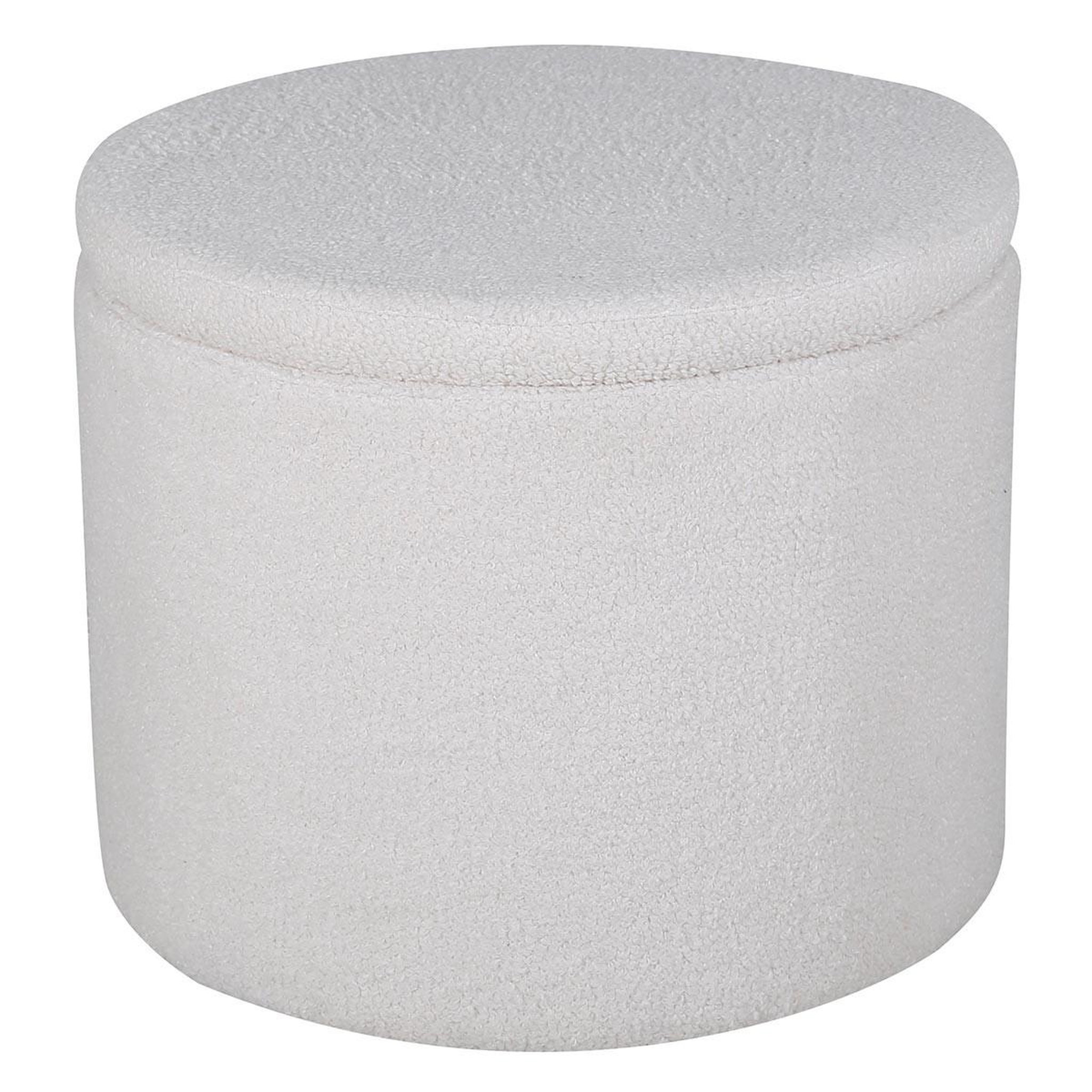 Paris Prix Pouf coffre tissu bouclette  dunken  51cm blanc