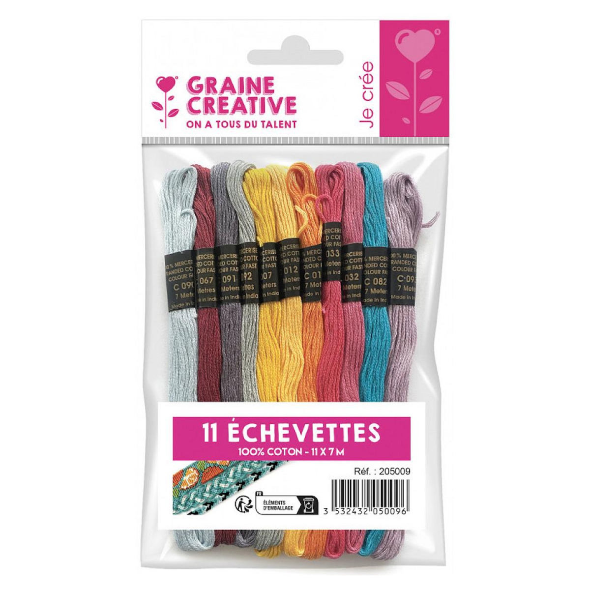 Graine créative Lot de 11 echevettes en coton