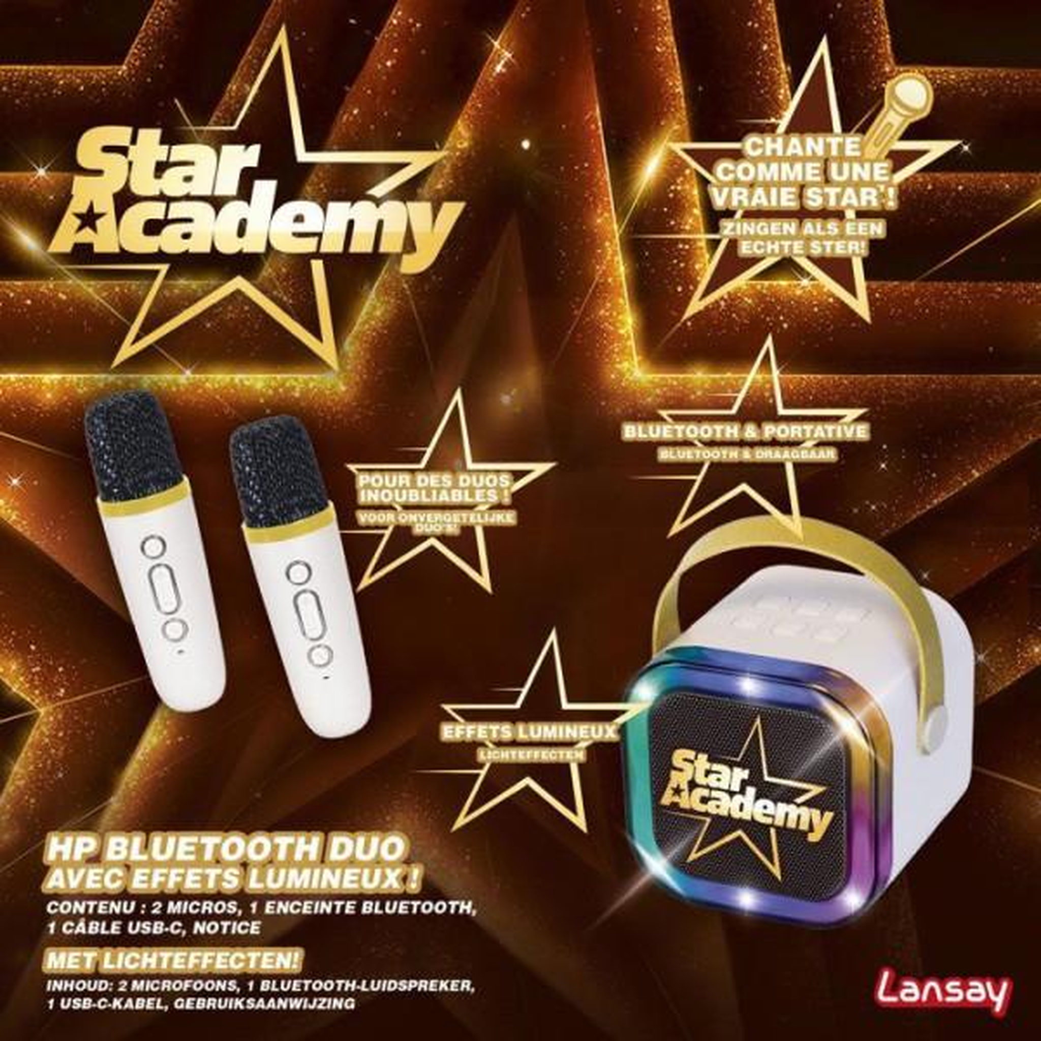 Voir la diapositive 4 : LANSAY Jeu musical - LANSAY - STAR ACADEMY - HP BLUETOOTH DUO - ENCEINTE ET 2 MICROS SANS FIL - Karaoke - Des 14 ans
