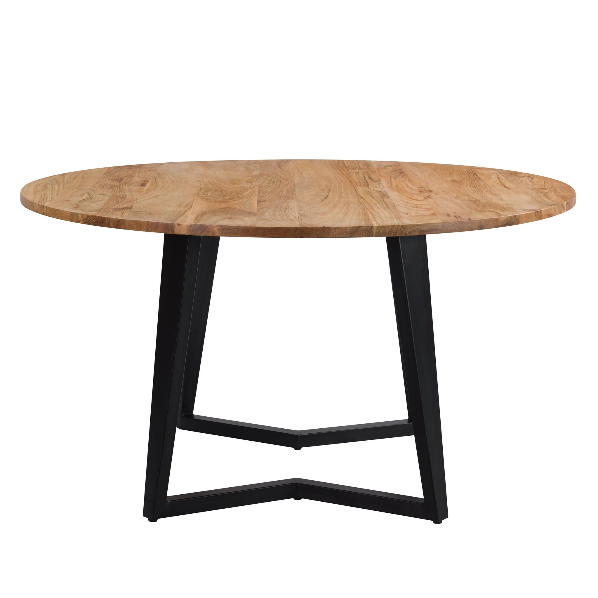 Voir la diapositive 3 : MAISON PAVANE Table ronde 6 personnes en bois d'acacia et métal 140 cm-moorea