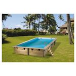 UBBINK Piscine hors sol bois rectangulaire - 300x555x140cm - Liner Bleu -SUNWATER