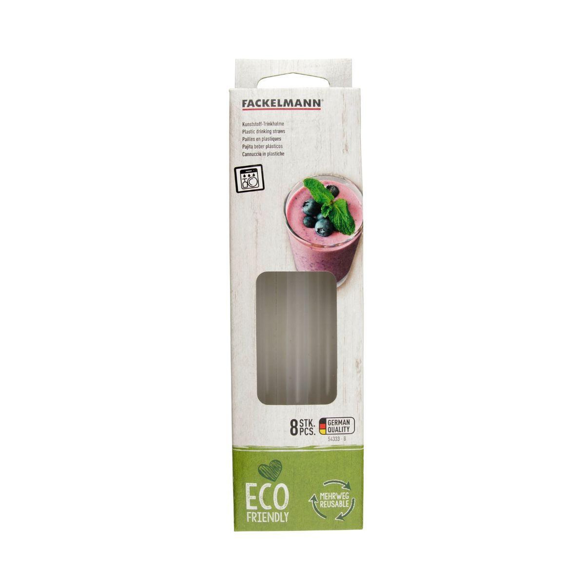 Voir la diapositive 4 : Fackelmann Lot de 8 pailles transparentes et réemployables en plastique 20 cm fackelmann bar concept