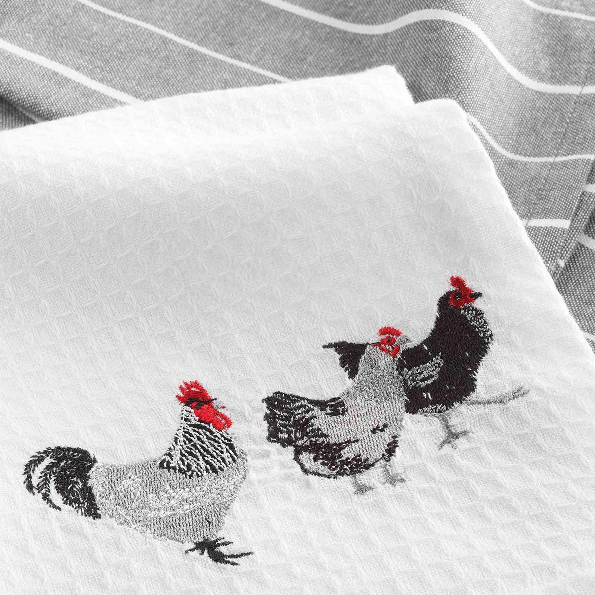 Voir la diapositive 3 : Douceur d'Intérieur Lot de 2 torchons de cuisine Poulette - Gris