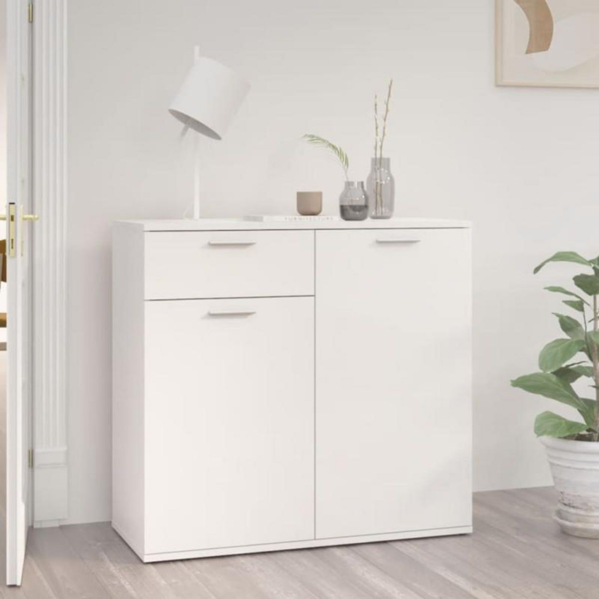 VIDAXL Buffet blanc brillant 80x36x75 cm bois d ingénierie