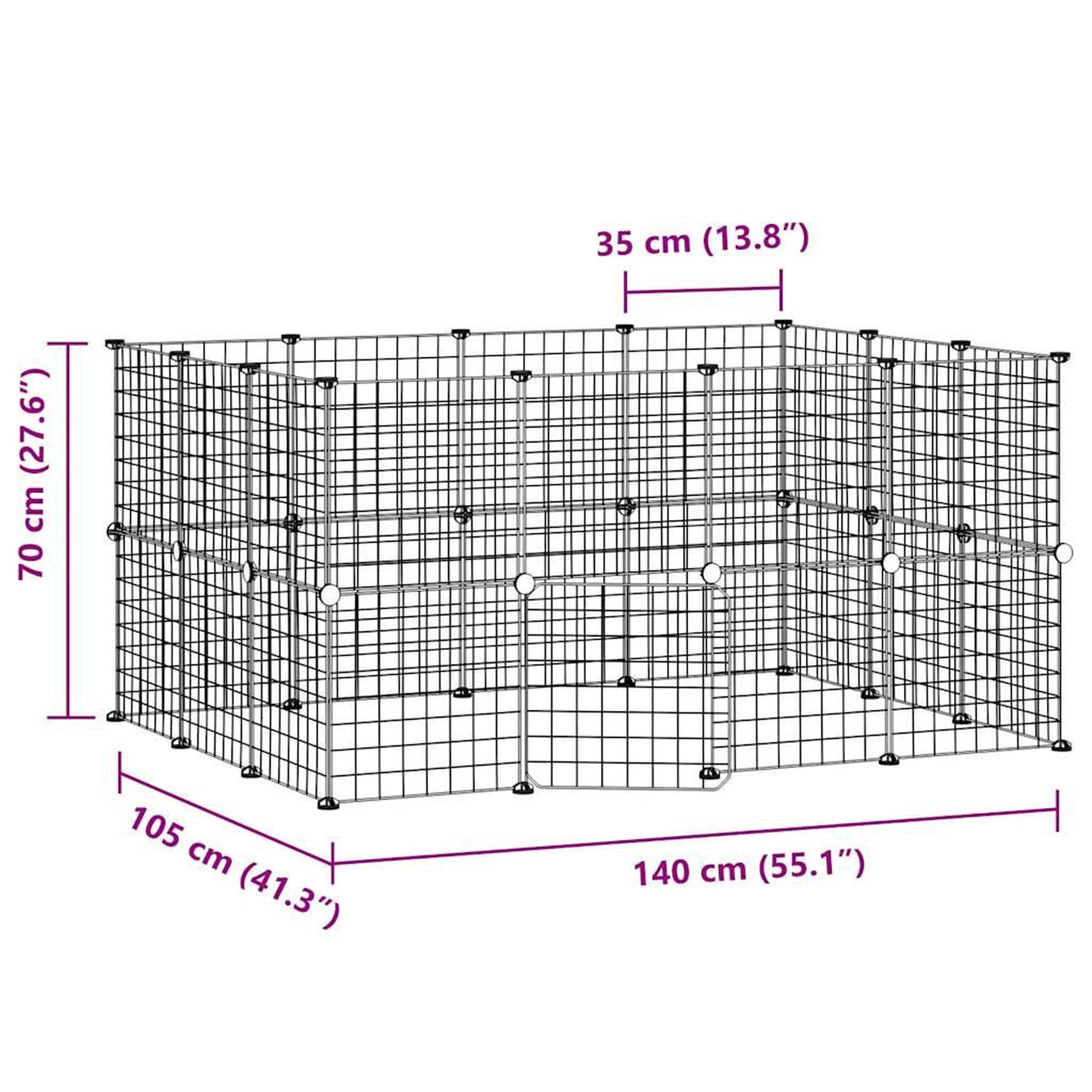 Voir la diapositive 5 : VIDAXL Cage animaux de compagnie a 28 panneaux et porte Noir 35x35 cm