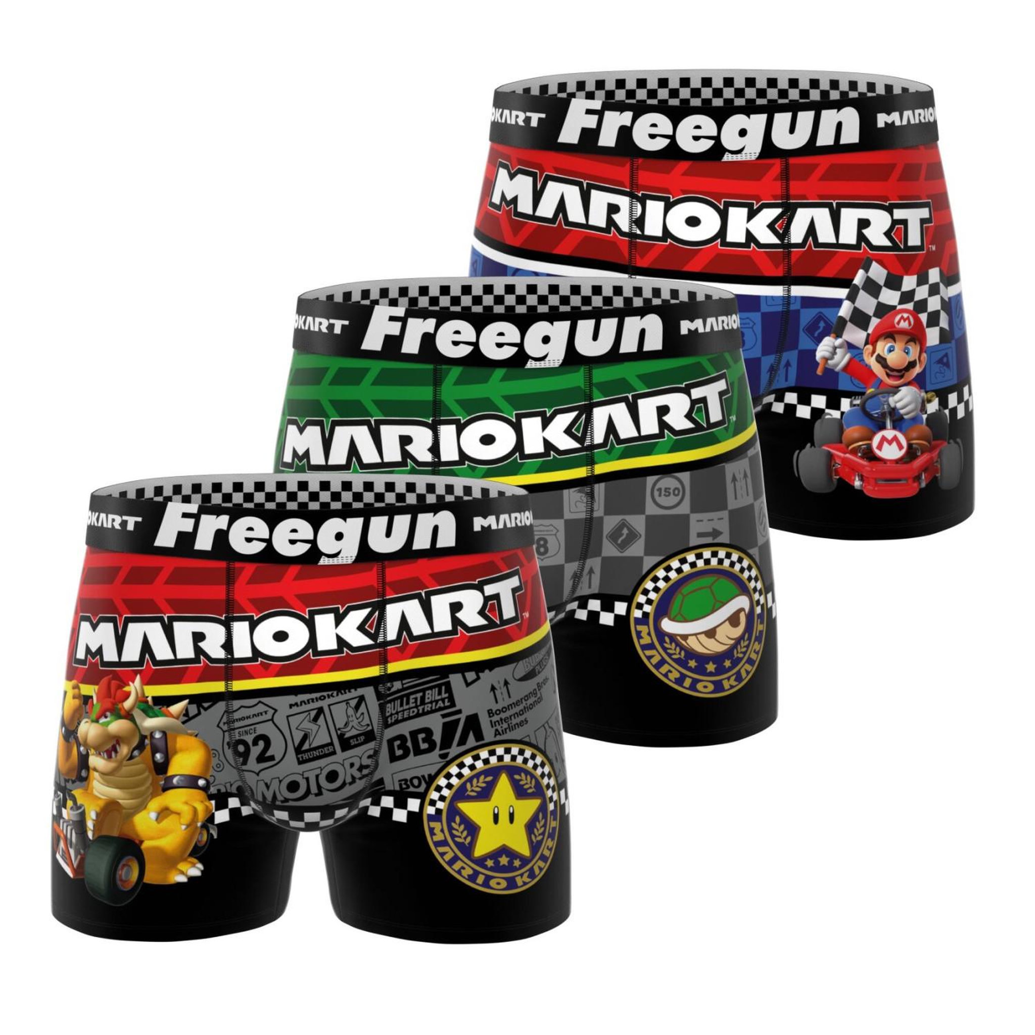 Voir la diapositive 1 : FREEGUN Lot de 3 boxers enfant super mario kart