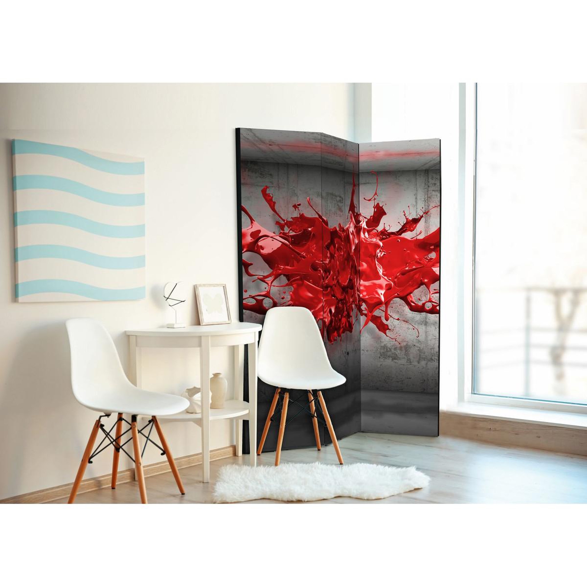 Voir la diapositive 2 : Paris Prix Paravent 3 volets  red ink blot  135x172cm