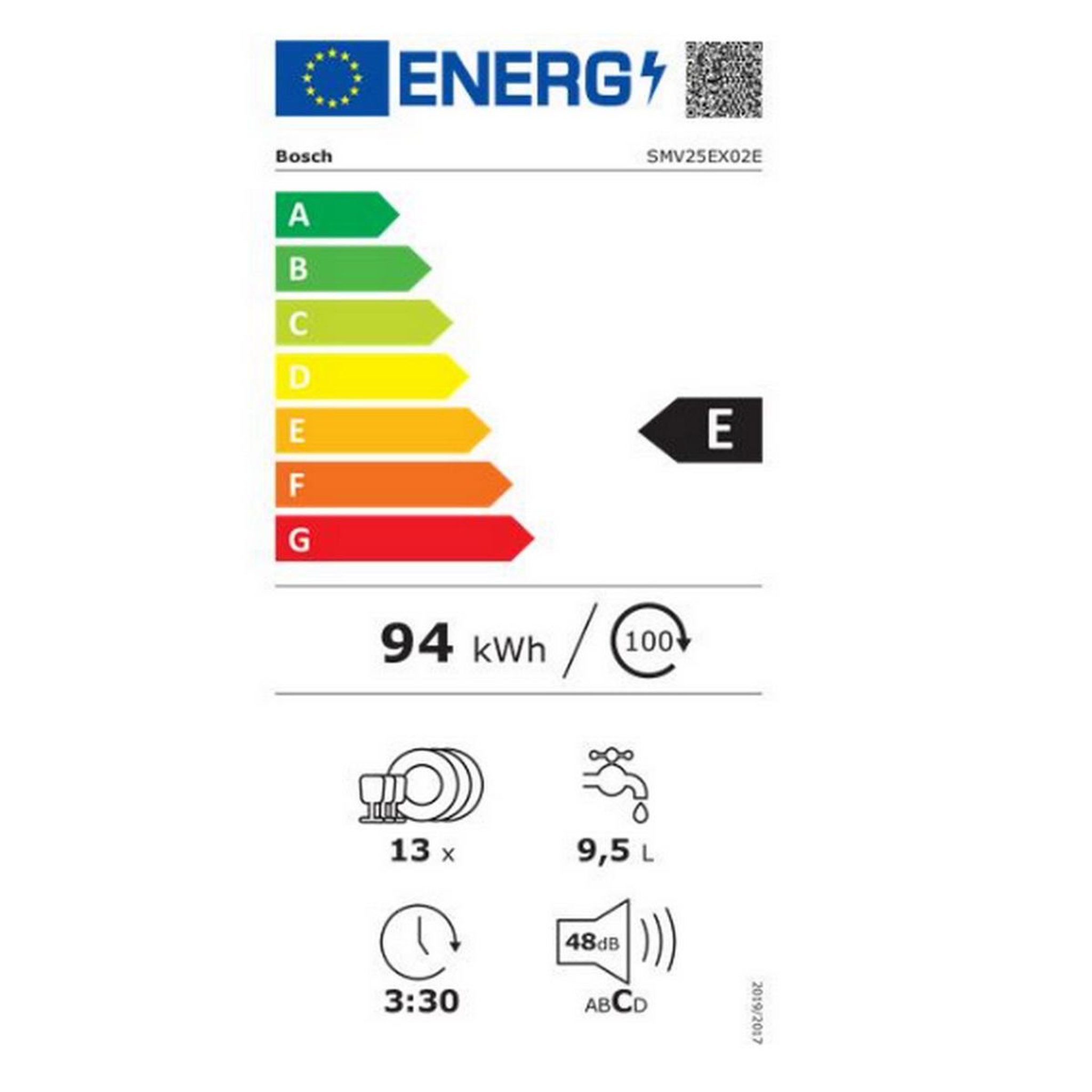 Voir la diapositive 2 : BOSCH Lave-vaisselle 60cm 13 couverts 48db tout intégrable - smv25ex02e