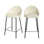 Rendez vous déco Lot de 2 chaises pour îlot central 65 cm en tissu bouclette blanc-Misty
