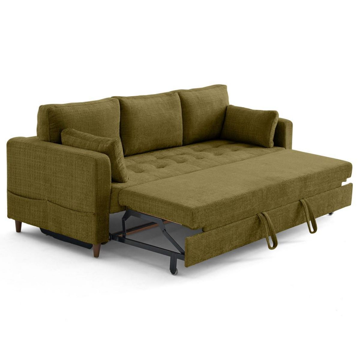 LISA DESIGN Anna - canapé droit 3 places convertible avec poche en velours texturé