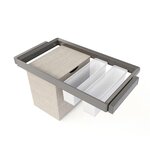 EMUCA SRL Kit 2 plateaus auxiliaires -  1 panier et rack ajustable Quartz pour armoires -  glissières extension totale et à fermeture douce -  Module 90cm -  Finition Titane