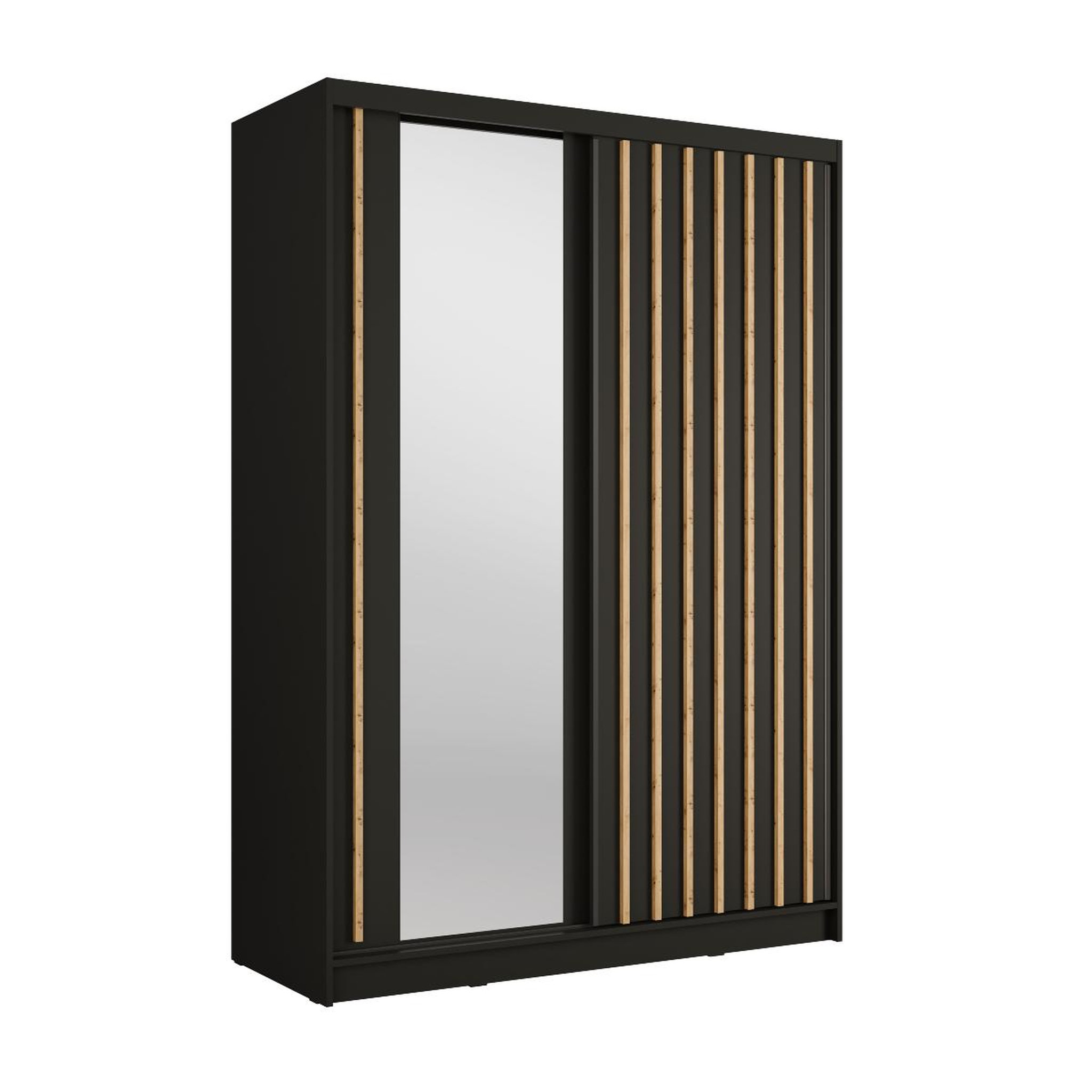 JLC KREATION Armoire dressing moderne noir et bois 155cm celia