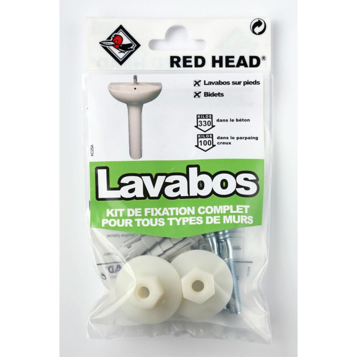 RED HEAD kit chevilles à expansion lavabo RED HEAD, Diam.10 x L.30 mm