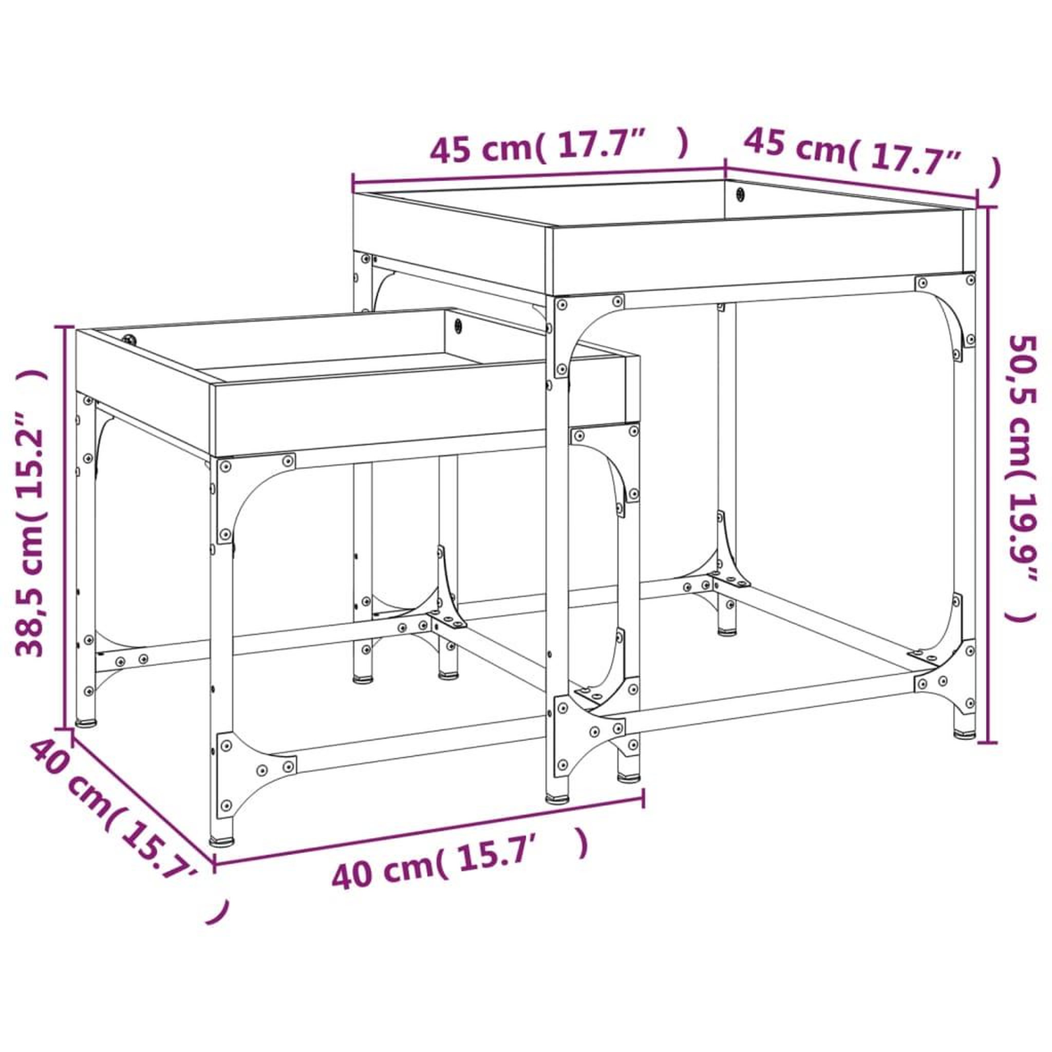 Voir la diapositive 6 : VIDAXL Tables d'appoint 2 pcs Chene fume Bois d'ingenierie