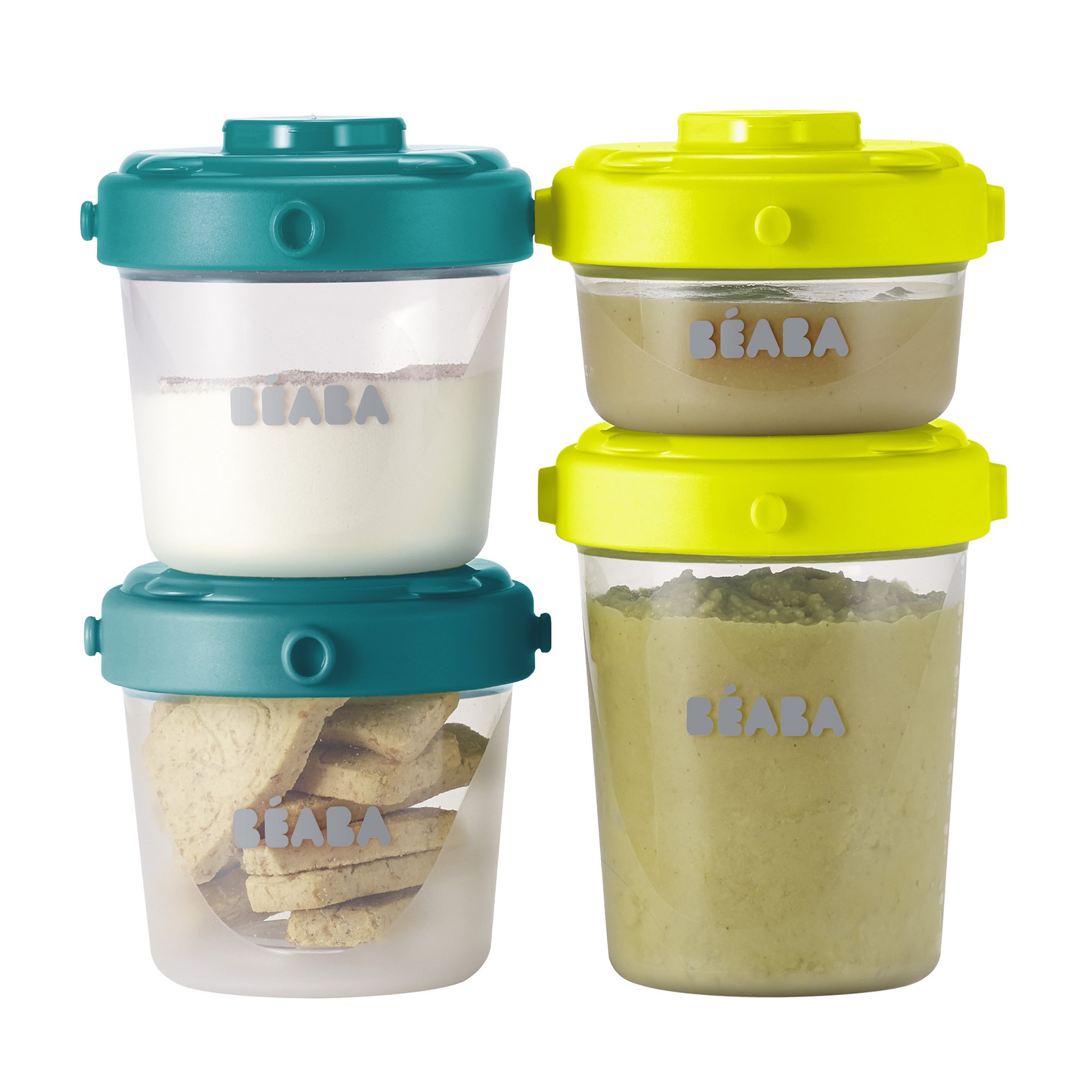 Voir la diapositive 2 : BEABA Lot de de 6 pots de conservation clip 1er âge 60ml et 120ml 