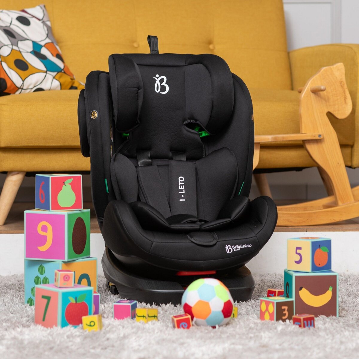 BEBELISSIMO BEBELISSIMO - Siège auto Isofix - pivotant 360 ° - groupe 0+/1/2/3 - (0-36kg) - i-EOLE - noir