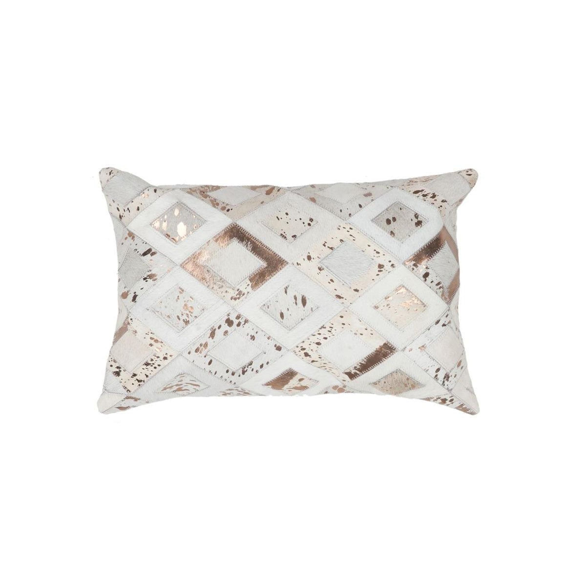 Paris Prix Coussin en Cuir  Spark  40x60cm Ivoire & Chrome