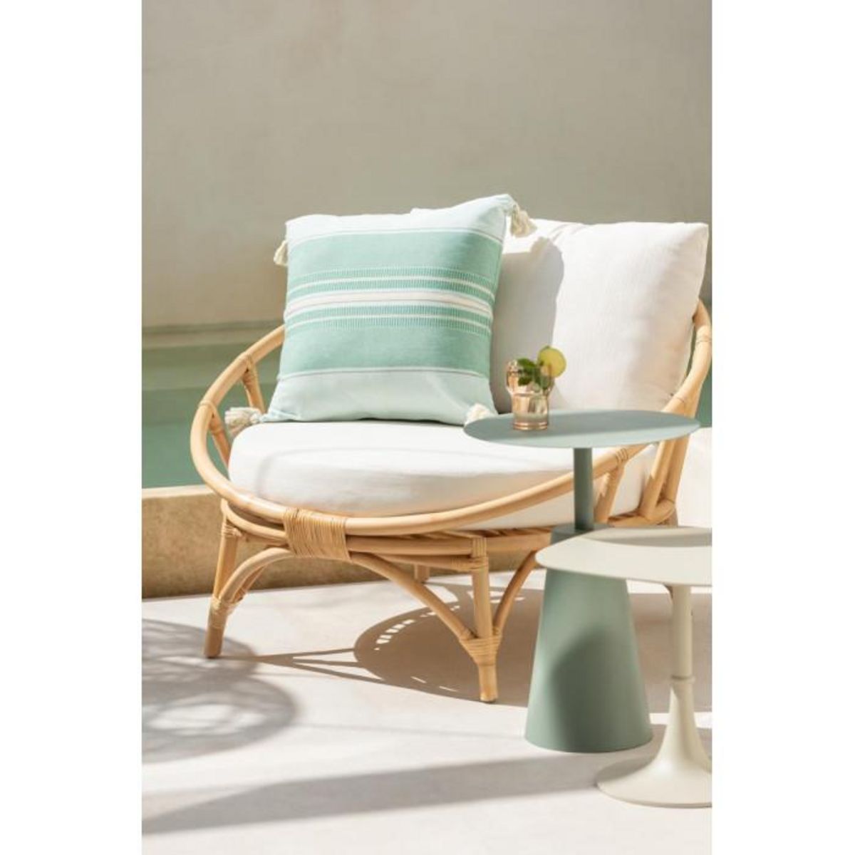 Paris Prix Lot de 2 Tables d'Appoint de Jardin  Erika  49cm Ivoire