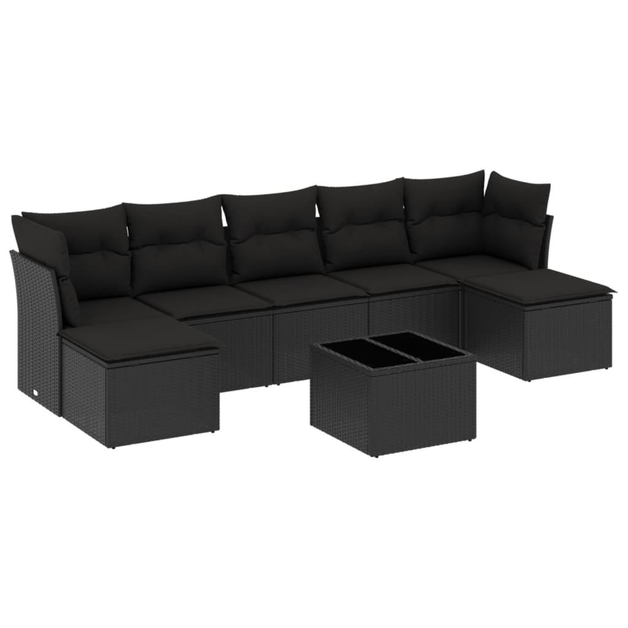 Voir la diapositive 2 : VIDAXL Salon de jardin 8 pcs avec coussins noir resine tressee