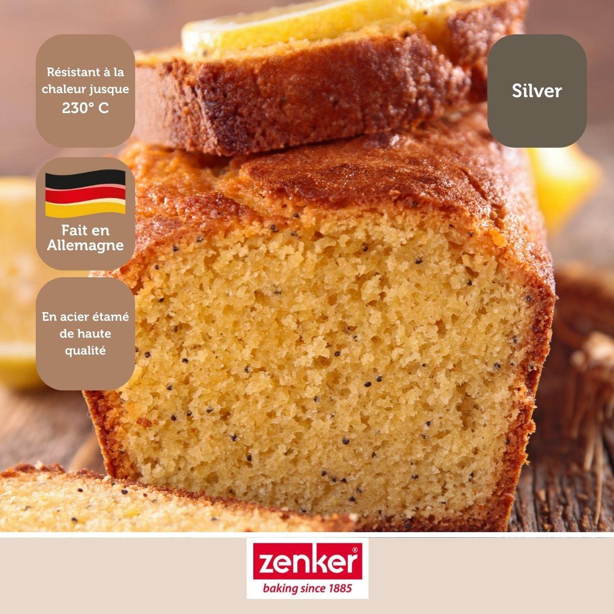 Voir la diapositive 5 : ZENKER Moule à cake 30 cm zenker silver