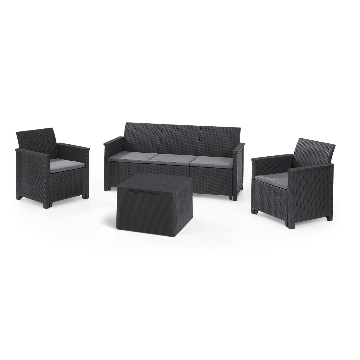 ALLIBERT by KETER Salon bas de jardin 5 personnes gris graphite ELODY