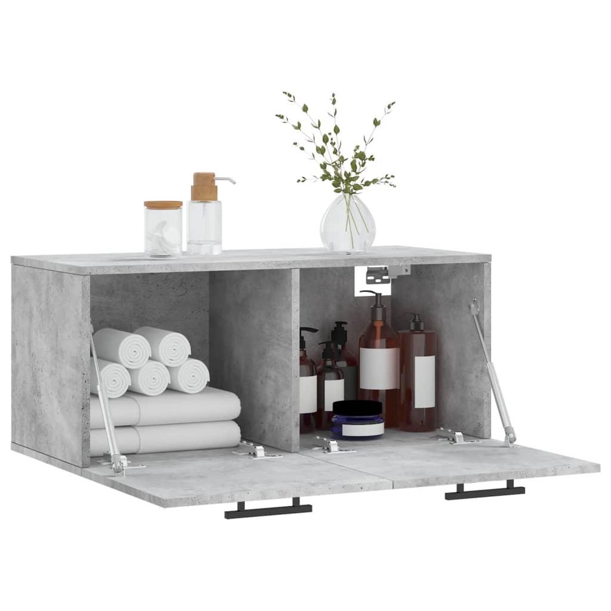 Voir la diapositive 4 : VIDAXL Armoire murale gris beton 80x36,5x35 cm bois d'ingenierie