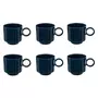  Lot de 6 Mugs en Céramique  Anne  38cl Bleu Encre