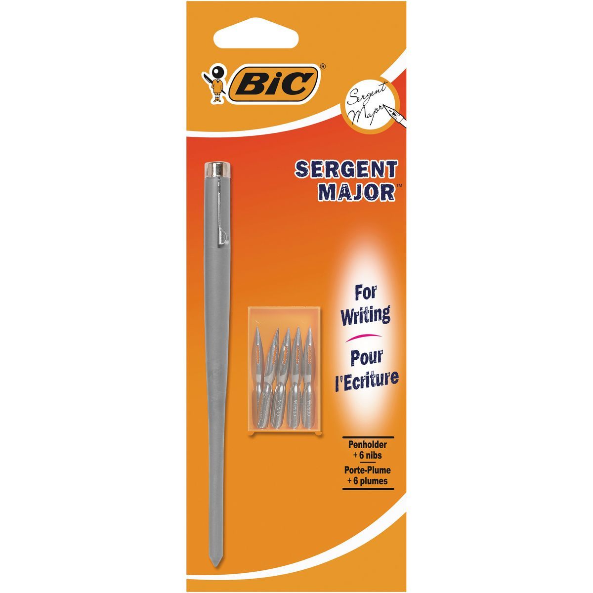 BIC Porte-plume à levier + 6 plumes SERGENT MAJOR gris