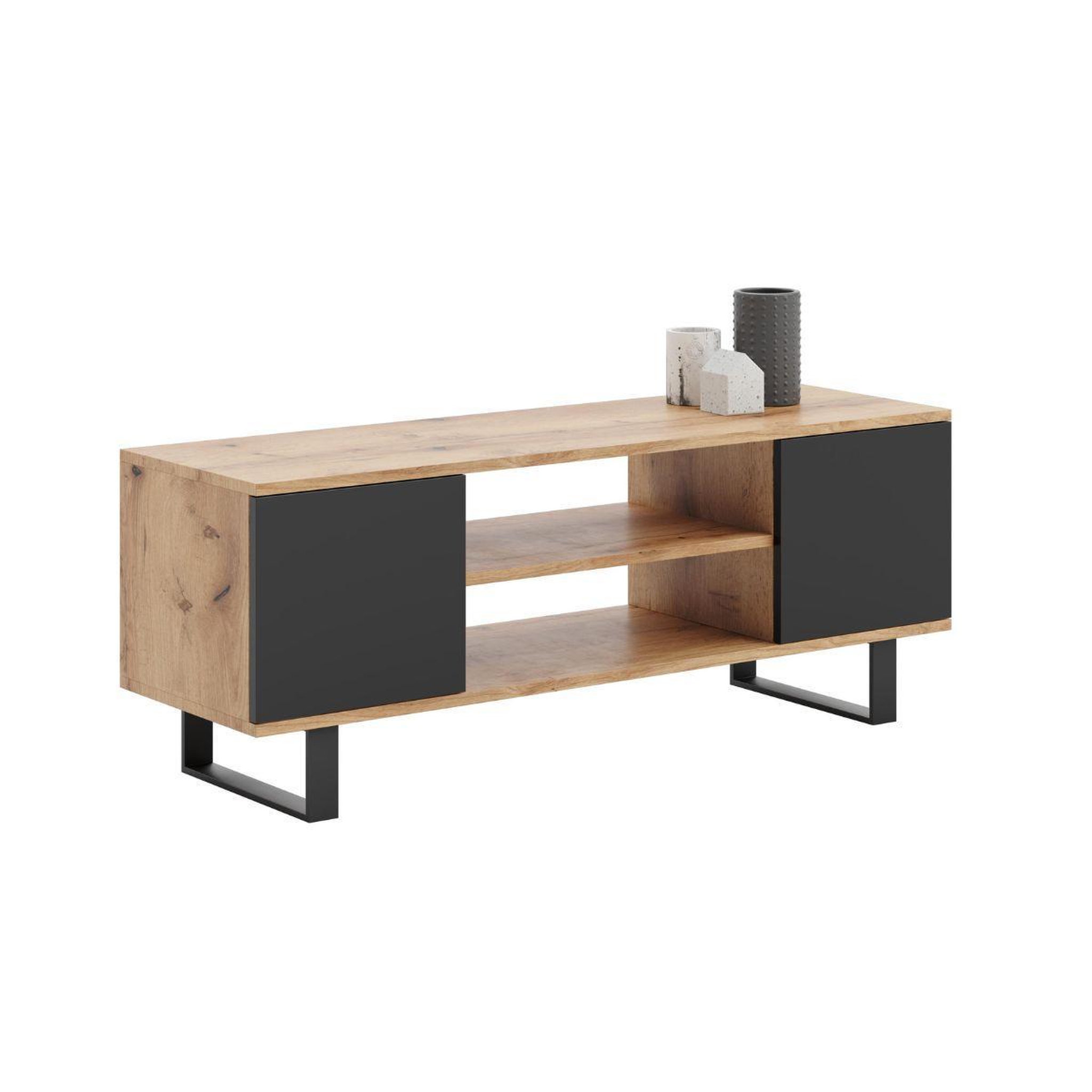 KOBI Meuble TV FOCUS 155 avec pieds en métal élégant et moderne